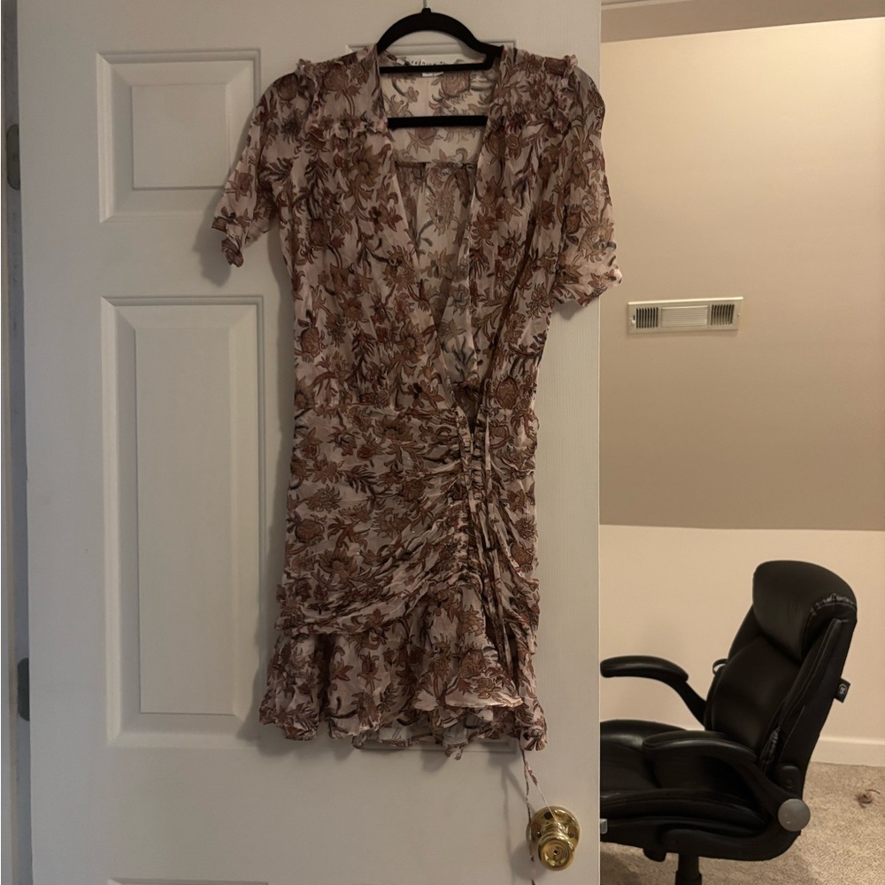 Veronica Beard Floral Mini Dress in Brown and Cream